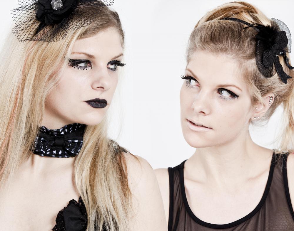 Thick black eyeliner is a traditional feature of gothic eye makeup.
