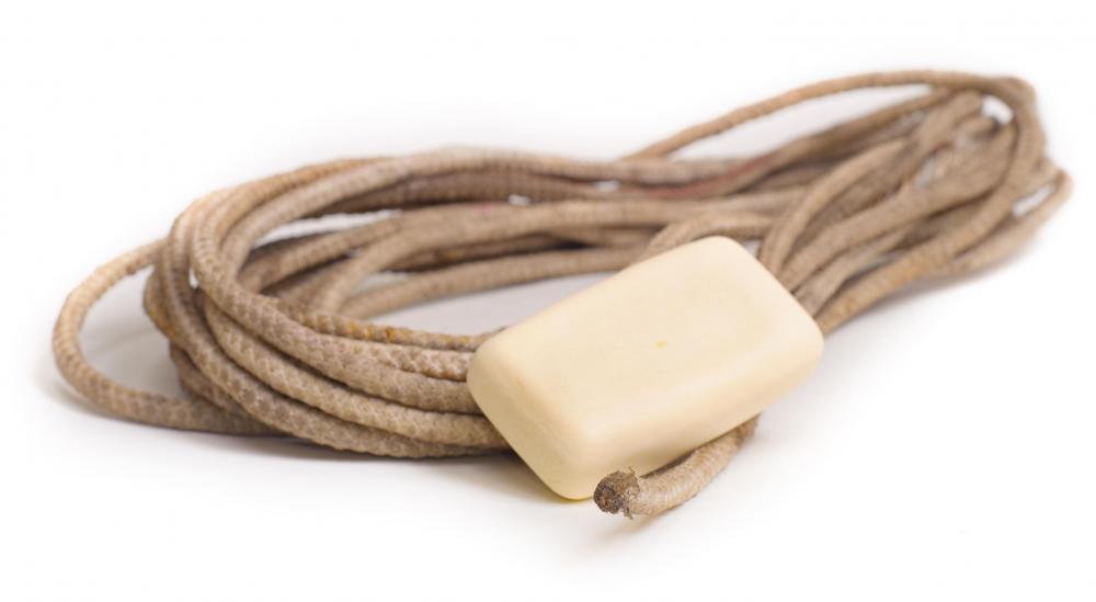 Soap on a rope may be used as a bathing aid for those who have issues dropping soap in the shower.