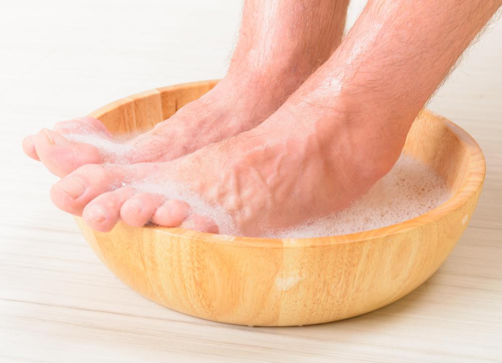 Paraffin wax is usually applied after the feet have been washed.