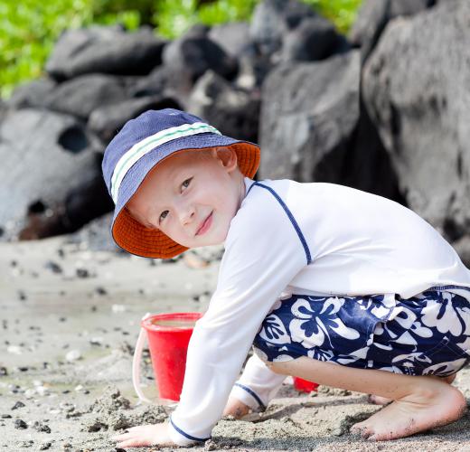Rash guards can protect children from damaging UV rays.