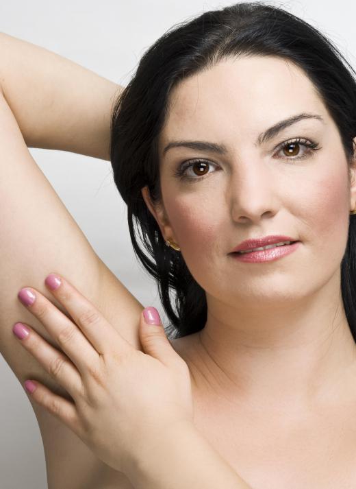 Waxing strips may be used on the underarms.