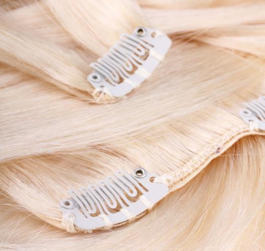 Blonde hair extensions.