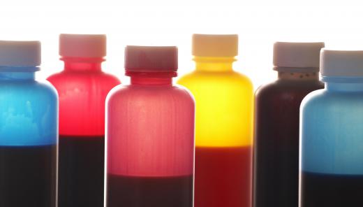 Bottles of garment dye.