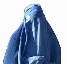 A woman in a burqa.