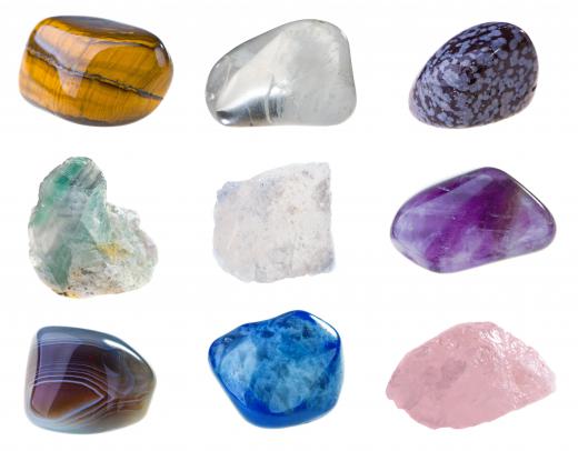 Gemstones, which are often used in chakra bracelets.