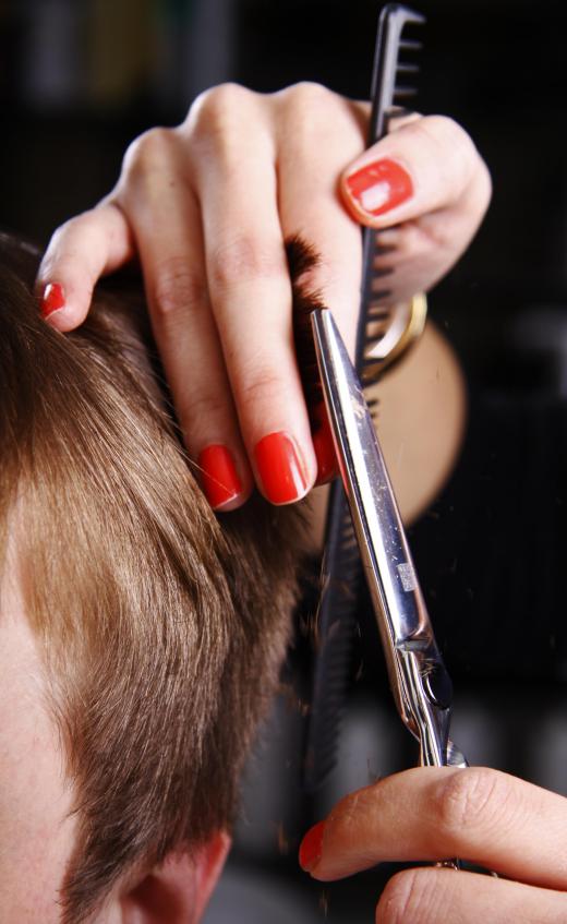 Salon scissors are used to cut hair.