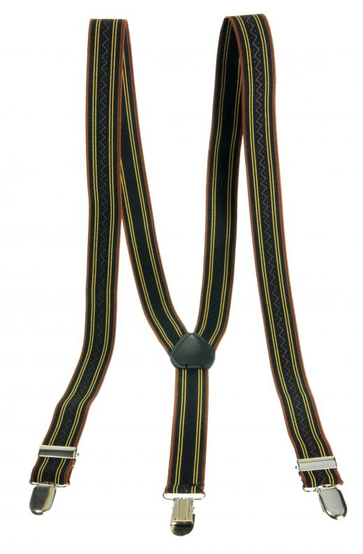 Suspenders are made out of elastic materials, and are designed to conform to a person's figure to hold up pants.