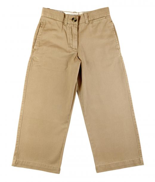 Chinos, synonomous with khakis, are men's pants made from durable cotton fabric.