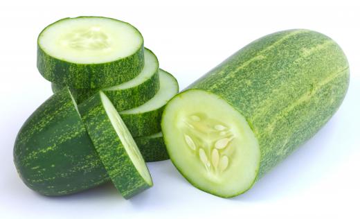 A cucumber, which is used to make cucumber lotion.