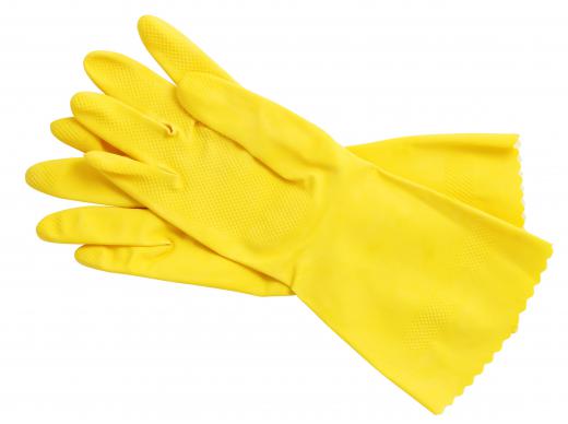 Rubber gloves should be worn when bleaching hair.